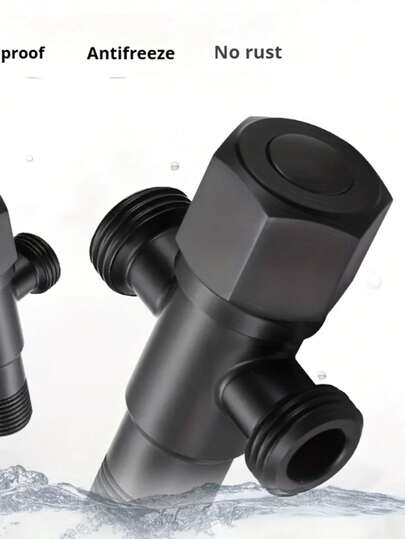 3/4" Válvula de triángulo negra, válvula de entrada de agua del inodoro antidetonante reforzada, válvula de cierre, antifugas, para calentador de agua