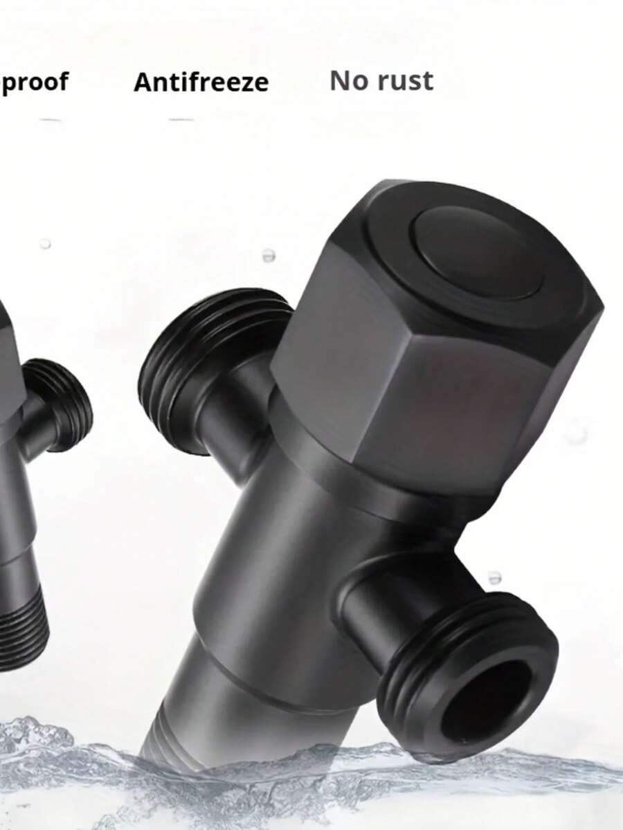 3/4英寸黑色三角阀，加厚防爆马桶进水阀，截止阀，防漏，适用于热水器 - 一出角閥 - 查看 1
