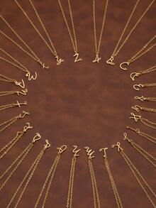 1件装26字母设计心形吊坠项链，母亲节礼物，送朋友的礼物 - 款式1 - 查看 1