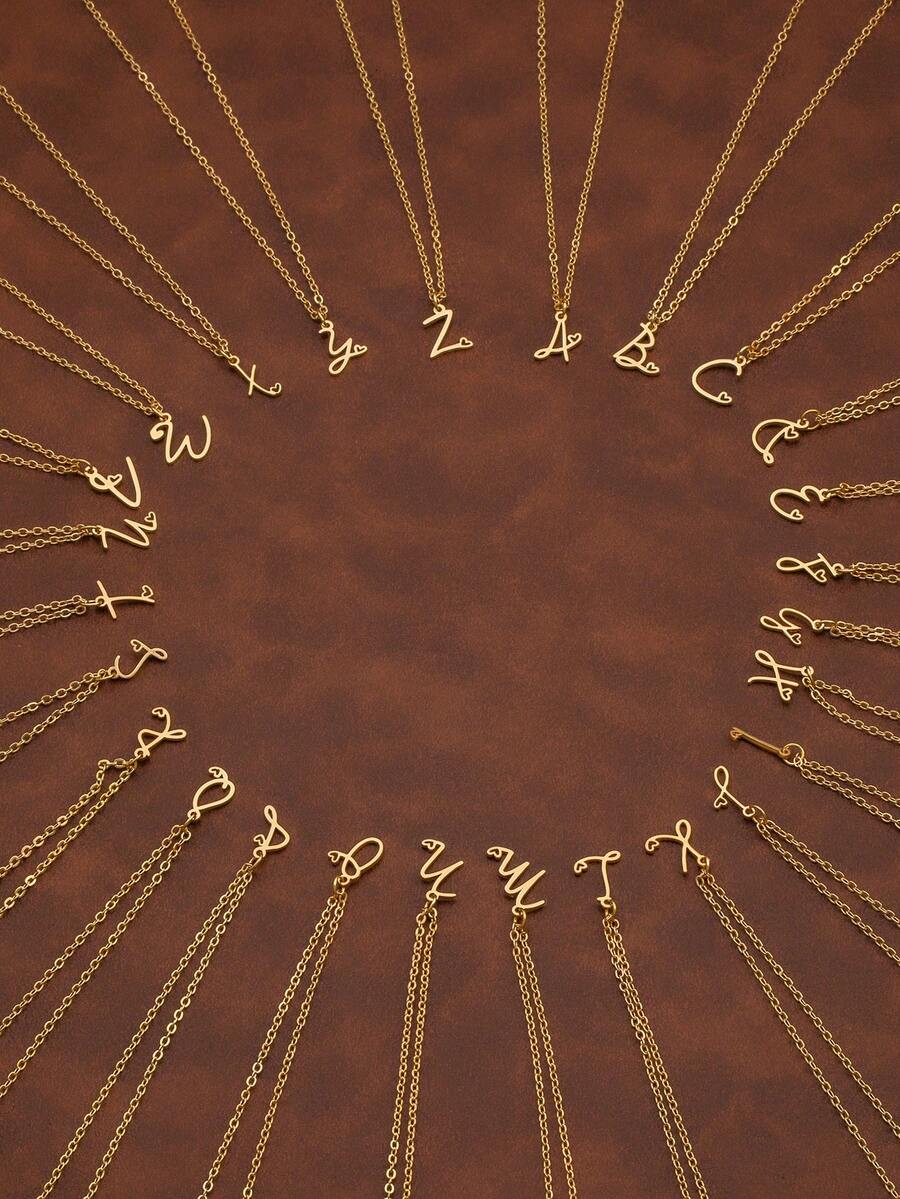 1件装26字母设计心形吊坠项链，母亲节礼物，送朋友的礼物 - 款式1 - 查看 1