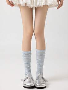 1 Pair Women's Knee-High Socks, Thin Lightweight Collegiate Style Slimming Leg Socks For Spring/Summer, Versatile Wear With Skirts - Multicolor - View 8
