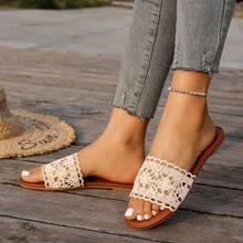 Nuevas sandalias de playa minimalistas, cómodas y ligeras con malla hueca, chanclas planas para mujer - Albaricoque - Ver 13