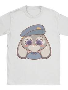 Comic Zutopia Judy Hop T-Shirt Men's Novelty Pure Cotton T-Shirt Crew Neck Short-Sleeve T-Shirt New Top - White - View 2