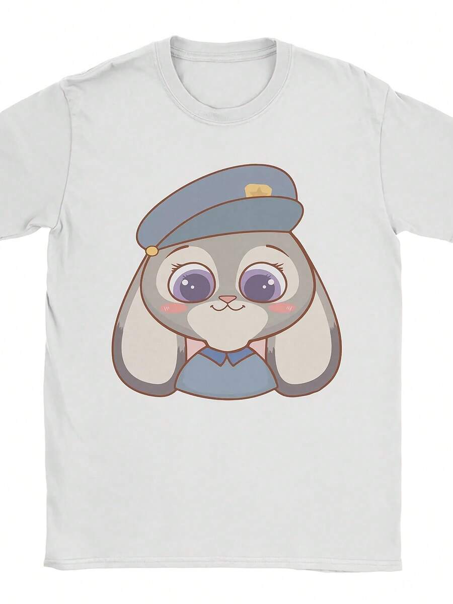 Comic Zutopia Judy Hop T-Shirt Men's Novelty Pure Cotton T-Shirt Crew Neck Short-Sleeve T-Shirt New Top