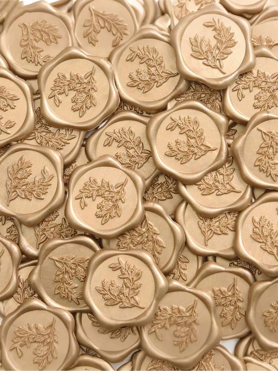 10/20个装桉树婚礼请柬信封封口贴，自粘式青铜金属质感贴纸，适用于请柬、圣诞贺卡和礼品包装 - 古銅色信封封口 - 查看 1