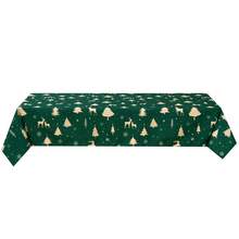 Rectangular Waterproof Christmas Tablecloth - Deer And Tree Design - Durable Polyester - Perfect For Parties, Home And Outdoors - Festive Table Decoration - 60x120/60x102 Inches - Green 54"*54" - View 1