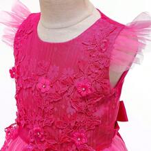 Vintage Lace Party Dress For Girls - Boho Style Maxi Gown For Pageant, Wedding & Celebration - 玫紅色 - 查看 4