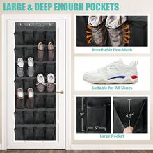 24/35/40 Pocket Hanging Shoe Rack, Suitable For Wardrobe Doors, Women & Men's Shoe Storage Rack With Large Mesh Pockets For Shoes & Slippers (Black) - View 6