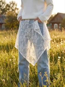 New Korean Style Irregular Lace Tulle Skirt, Versatile Tie-Up Waist Apron Skirt Half Slip - Multicolor - View 5