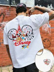 Disney Authorized Printed T-Shirt, White Family Fireworks Printed T-Shirt, Family Vacation Travel T-Shirt. The New T-Shirt For 2026 Is Suitable For Both Men And Women, Made Of High-Quality Pure Cotton Fabric And Suitable For Wearing All Seasons. It Is Comfortable And Breathable, With Exquisite Design, Making It A Great Gift - 白色 - 查看 1