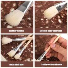 Juego de 7 piezas de brochas de cerámica con mango de madera, brochas para pintura artística, brochas para esmalte de cerámica, brochas de acuarela de cerámica, adecuadas para manualidades, pintura, estudiantes y aficionados - Conjuntos - Ver 5