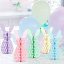 Set de 5 piezas de centro de mesa de panal de conejo de Pascua DIY, adecuado para la decoración de Pascua primaveral - Ver 1