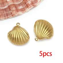 5/10个不锈钢海洋动物吊坠，包括海星、贝壳、海豚等镂空造型，适合夏季海滩主题，可用于夏威夷珠宝制作。 - 彩色 - 查看 14