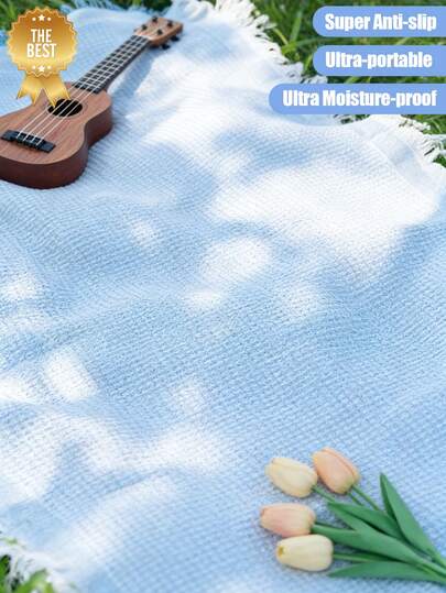 بساط بيكنيك مربع الخفيف مع شرابات، قابل للطي مقاوم للماء، مناسب للتخييم في الربيع، الحديقة الخارجية، التجمعات العائلية، الشاطئ، العشب، المشي لمسافات طويلة، حفلات البيكنيك، الأنشطة اليومية