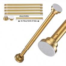 27.56-84.65英寸重型伸缩窗帘杆，黑银色，防锈，无需钻孔，不锈钢弹簧杆，带超宽防滑垫，适用于浴室/厨房/衣柜 - 浴簾桿 - 查看 23