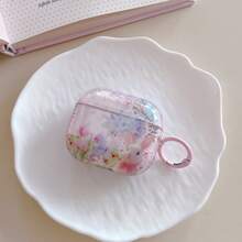 Minimalist Cute Cartoon 3D Flower & Rabbit Pattern Glossy Earphone Protective Case, Suitable For AirPods 1 2 3 4 Pro Pro2 Pro3 Bluetooth Earphones - Multicolor - View 9