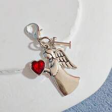 1个精美天使心形钥匙扣，锌合金材质，镶嵌水晶，配有龙虾扣，适合作为情人节、毕业典礼和派对礼物。 - 彩色 - 查看 36