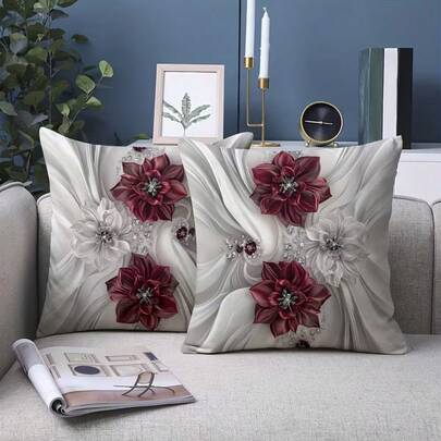 2 piezas Fundas de almohada con estampado floral bohemio minimalista, adecuadas para diversas cubiertas de cojines - Decoración de habitación - Decoración de dormitorio - Decoración de vacaciones - Decoración de fiesta - (Inserto de almohada no incluido) - (Sin bordado) - (Varios tamaños) - (Impresión de un solo lado)