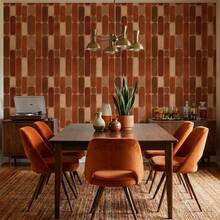 Retro Geometric Terracotta Brown Self-Adhesive Wallpaper, Medieval Modern Style Wall Decor, Suitable For Bedroom Backdrop, Living Room - A - View 2