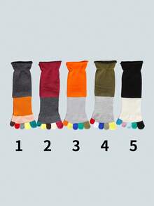 1/2/3/5 pares de calcetines de dedo de mujer con diseño de rayas y gatos de colores, lindos y divertidos - Multicolor - Ver 17