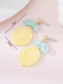 1 Pair Summer Vacation Cute Lemon Design Women's Fashion Jewelry Earrings, Perfect Accessory For Beach Getaway - Yellow - View 4