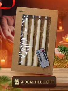 Bộ 6 nến điện tử không lửa kèm điều khiển từ xa/hẹn giờ, nến LED chạy bằng pin, nến màu trắng ngà, nến thon dài, nến nhấp nháy ước nguyện, thích hợp cho chân nến, đám cưới, tiệc tùng, bàn ăn, Giáng sinh, Halloween, Ngày lễ tình nhân, Ngày của Mẹ, trang trí trung tâm bàn tiệc ngày lễ. - Màu trắng - có điều khiển từ xa - Xem 11