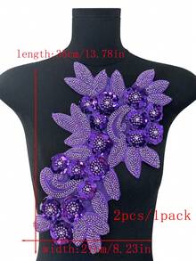 3D 串珠蕾丝绣花贴片、水钻亮片贴花、适用于服装装饰、婚纱配饰、DIY 缝纫工艺品 - 多色 - 查看 37