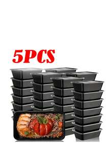 5/10 hộp đựng thực phẩm bằng nhựa màu đen có nắp đậy - Chống rò rỉ, có thể xếp chồng lên nhau - Hộp đựng cơm trưa dùng được trong lò vi sóng và tủ đông - màu đen - Xem 8