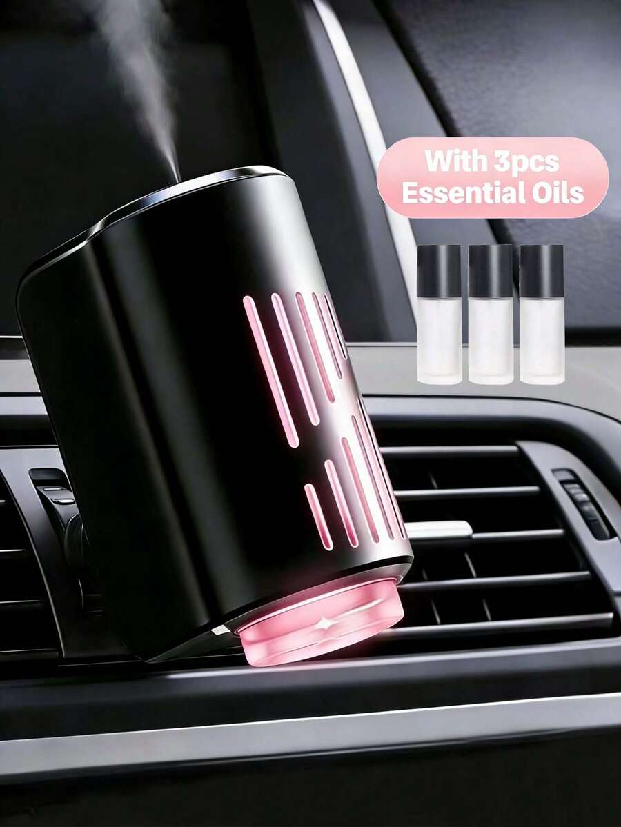 Intelligent Car Diffuser, Car Fragrance Diffuser, Rechargeable Car Aroma Diffuser, 3-Level Adjustable Smart Car Diffuser, Includes 3 Bottles Of Essential Oils, Auto Accessories - A - View 1