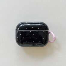 Minimalist High-End Black Base Pink Polka Dot Hanging Ring Earphone Case Suitable Compatible With AirPods Pro 2, Cute Apple 4 Minimalist 3 New 1/2 Generation Women Earphone Case - Black - View 7