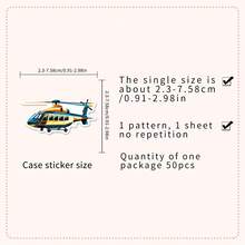 50pcs/Set Helicopter Stickers, Cool Transportation Stickers Suitable For Holiday Decorations Like Halloween, Christmas, Easter, DIY On Water Bottles, Skateboards, Energetic Graffiti Set For Journals, Scrapbooks, Party Supplies, Great For Winter, New Year - M - View 3