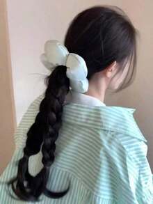 1pc Women Satin Flower Decor Hair Scrunchie, Elegant And Fashionable Accessory Suitable For Daily Use, Gift For Her Scrunchies Hair Ties Scrunchy Hair Ties Head Accessories Ponytail Holder - Hồng - Xem 4