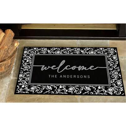 Personalized Monogram Welcome Mat, Indoor/Outdoor, Personalized Custom Door Mat With Family Name, Personalized Outdoor Welcome Mat Decor, Housewarming Gift, Thanksgiving Gift, Christmas Day Gift, Customized Front Outdoor Decor Mats - 24"X16"/30"X18"