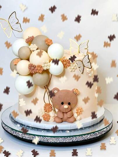 1 Set Cute Animal Bear Shaped Colorful Confetti Decorations, Suitable For Birthday Party, Baby Shower, Wedding, Desktop Decor, Photo Props, Celebration Decor