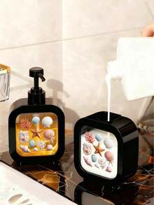 Ocean Theme Soap Dispenser With Starfish, Coral And Seashell - Ocean Style Decorative Liquid Soap Container Suitable For Bathroom, Kitchen Sink, Countertop - Easy To Clean Decorative Accessory - Multicolor - View 4