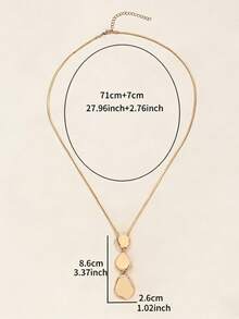 Asymmetric Shape Pendant Necklace – Long Snake Chain Gold/Silver Jewelry For Women - Multicolor - View 2