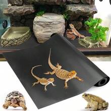 1pc Reptile Tank Flooring Mat With Anti-Slip Dots, Moisture Barrier For Terrarium Substrate, Ideal For Turtle And Jumping Spider Supplies - Black - View 4
