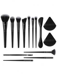 14件套化妆工具套装，包括：11件化妆刷套装+1支面膜刷+2个三角粉扑 - 彩色 - 查看 12