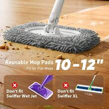 6 Pack Reusable Microfiber Mop Pads Compatible With Sweeper Mops, Replacement Mopping Pads Dry Sweeping Cloths, Washable Chenille Flat Mops Refills For Mopping Floor Cleaning (Mop Is Not Included) - Gray - View 3