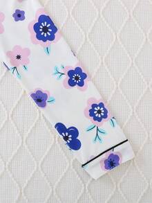 2026新款春季女童休闲印花翻领长袖开衫长裤睡衣套装，两件套，阻燃，四季皆宜 - 白色 - 查看 6