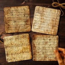 24 tờ giấy nhạc cổ điển, chất liệu sần sùi, mang phong cách nghệ thuật retro, hoàn hảo cho các trang chủ đề, băng cassette, hộp quà, sổ nhật ký, các dự án thủ công, phù hợp cho người yêu âm nhạc, người dùng sổ kế hoạch cổ điển, người viết nhật ký sáng tạo, kích thước 6 inch (15cm) tiện dụng. - Bản nhạc cũ kỹ, mang dấu ấn thời gian (24 tờ) - Xem 6