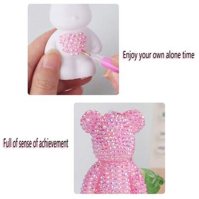 A Set Of Hand-Drilled Bears Composed Of 6pcs Accessories. Creative DIY Drill Bear, Made By Yourself, A Variety Of Colors Are Optional, And Can Also Be Used To Decorate Bags, Mobile Phone Chains And Various Key Chain Pendants, And Can Also Be Used As Christmas Stocking Stuffing Gifts,