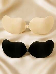1pc/2pcs Strapless Backless Adhesive Push-Up Bra, Waterproof Skin-Friendly Reusable Sticky Bra Pads, Invisible Bra Suitable For Evening Gowns And Wedding Dresses - Multicolor - View 2