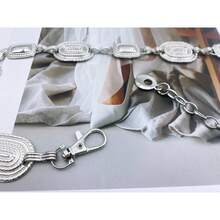 Women's Belt Chain Circle Engraved On The Chain Well Detailed Women's Accessory In High 92/120 * Category - Silver - View 8