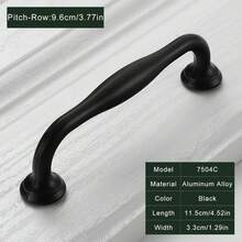 1pc Matte Black Cabinet Drawer Pull Handle, Aluminum Alloy Knob And Grip, Durable And Easy To Install, Suitable For Kitchen, Bathroom, Desk Furniture Drawers - Black - View 9
