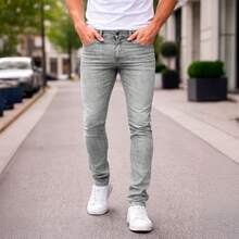 Shendy Vendy Pantalones para Hombre slim fit jeans ajustados corte slim fit para hombre   ajustado - Gris - Ver 6