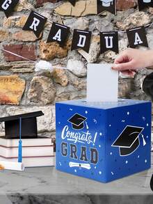 1 Set Graduation Paper Card Gift Box, Congratulations Graduation Party Card Storage Box, 2026 Graduate Message Card Box, Voting Box, Suggestion Card Box, Graduation Voting Game Supplies, Graduation Party Decorations, Graduation Party Supplies, Graduation Gift, Black Gold, Blue Gold, And Red Gold - Graduation Season - View 11
