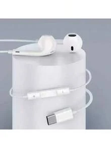 兼容的有线耳机，Type-C电子耳塞，3.5mm圆形插头，USB-C耳塞，耳机音频耳机，电子通话和音乐低音立体声入耳式耳机。 - 白色 - 查看 8