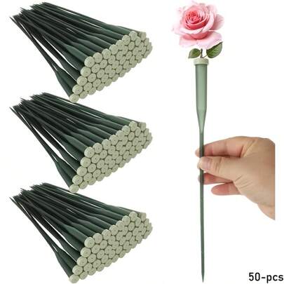 30支绿色插花水管，带橡胶帽，鲜花插花必备，适用于婚礼和家居装饰
