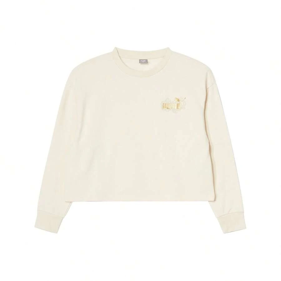 Puma Women's Casual Crew Neck Long Sleeve Knit Pullover Sweatshirt, Suitable For Spring And Autumn - Off White - View 1